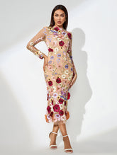 Maraya Floral Applique Midi Dress